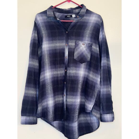 Urban Outfitters BDG Flannel Grey Plaid Sz Large Long Sleeve Shirt - 100% Cotton - Picture 1 of 1